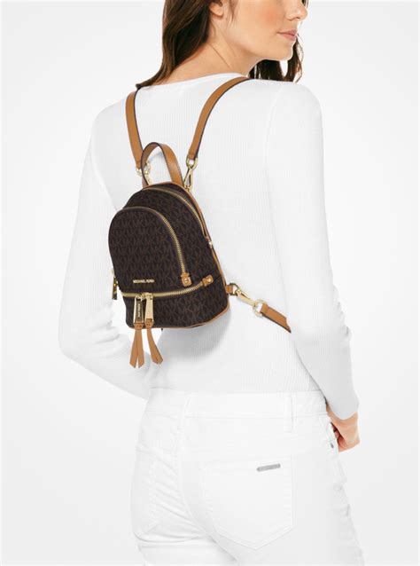 michael kors rhea mini logo backpack brown|mk rhea mini backpack.